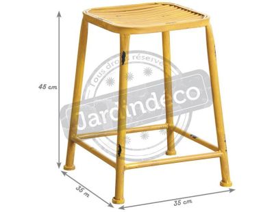 Tabouret carré en métal (Jaune)