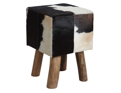 Tabouret carré en peau de vache