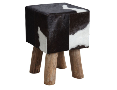 Tabouret carré en peau de vache