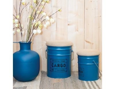 Tabouret/coffre en métal Cargo (Bleu)