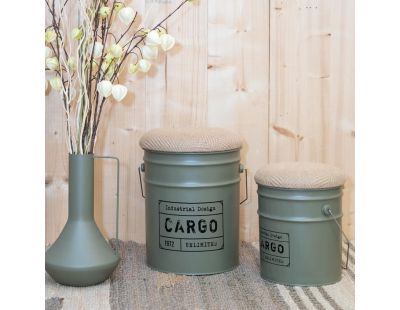 Tabouret/coffre en métal Cargo (kaki)