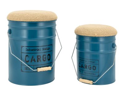 Tabouret/coffre en métal Cargo (Bleu)