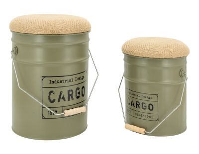 Tabouret/coffre en métal Cargo (kaki)