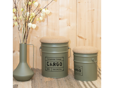 Tabouret/coffre en métal Cargo (kaki)