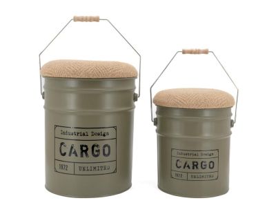 Tabouret/coffre en métal Cargo (kaki)