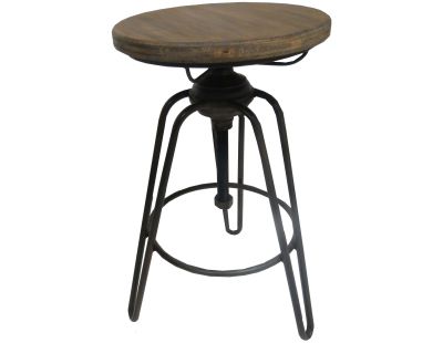 Tabouret en fer et sapin hauteur ajustable Usine