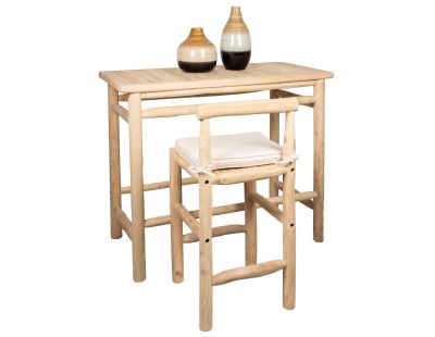 Tabouret haut en branches de teck naturel