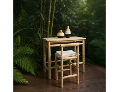 Tabouret haut en branches de teck naturel