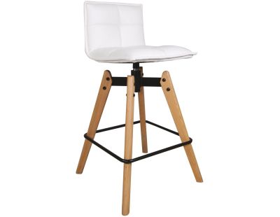 Tabouret haut design avec pieds en chêne (Blanc)