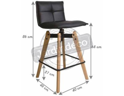 Tabouret haut design avec pieds en chêne (Blanc)