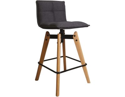 Tabouret haut design avec pieds en chêne (Gris clair)
