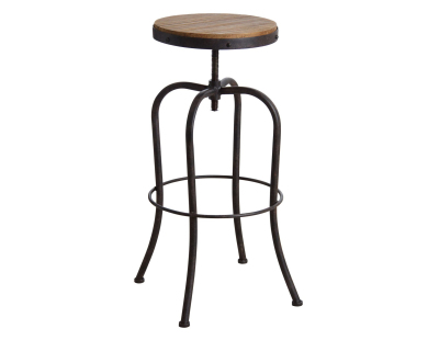Tabouret haut pivotant en métal et bois