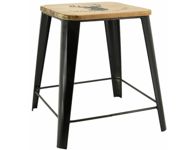 Tabouret en métal et bois L'appel de la forêt