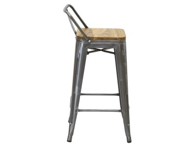 Tabouret en métal et bois d'orme huilé