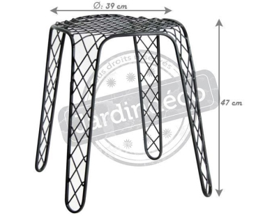 Tabouret en métal noir antique