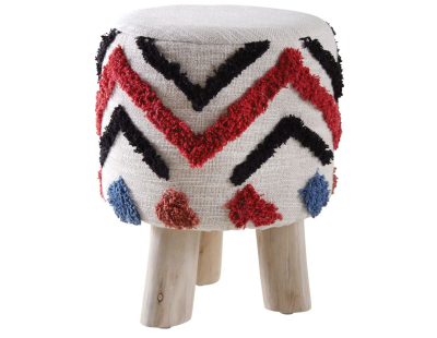 Tabouret 3 pieds en coton tufté