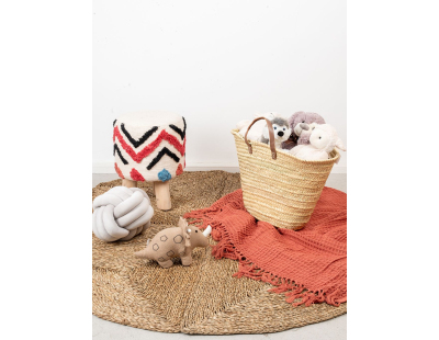 Tabouret 3 pieds en coton tufté