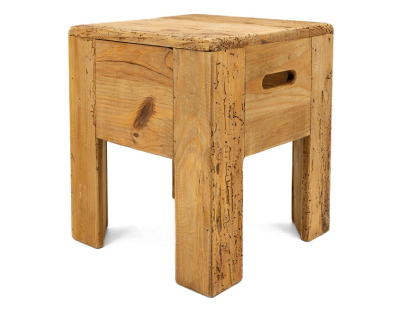 Tabouret carré pin recyclé – REWOOD