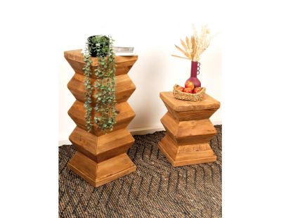 Bout de canapé totem en pin recyclé - REWOOD