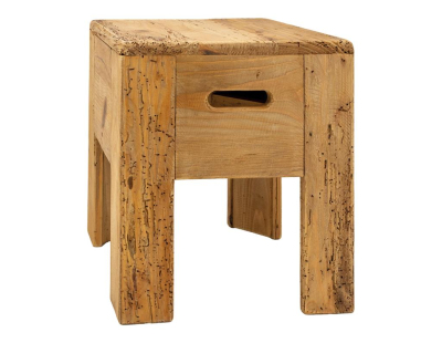 Tabouret carré pin recyclé – REWOOD