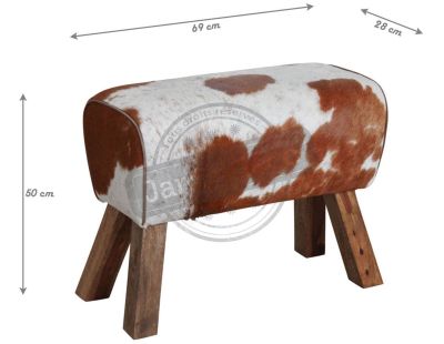 Tabouret rectangulaire en peau de vache