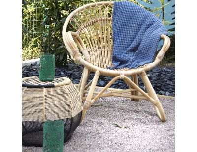 Tabouret rond en corde bicolore