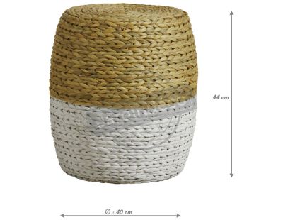 Tabouret rond en jacinthe bicolore (Naturel et blanc)