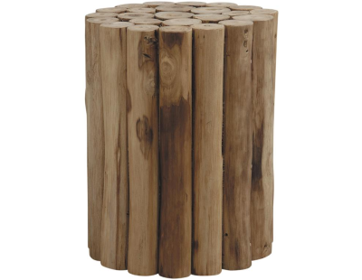 Tabouret rond en rondin de teck