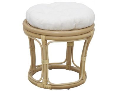 Tabouret en rotin avec coussin Uni (Naturel)