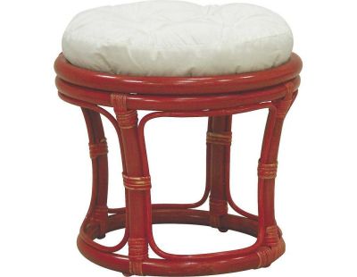 Tabouret en rotin avec coussin Uni (Rouge)