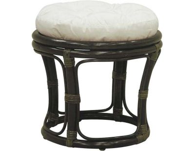 Tabouret en rotin avec coussin Uni (Noir)