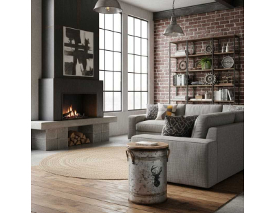 Tabouret et seau à pellets (Métal galvanisé Cerf)