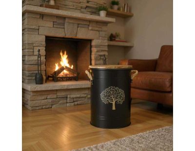 Tabouret et seau à pellets (Métal laqué Arbre de vie)