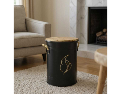 Tabouret et seau à pellets (Métal laqué Flamme)