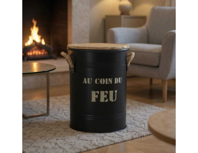 Tabouret et seau à pellets (Métal laqué Au coin du feu)