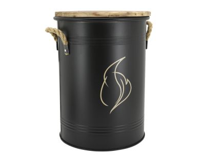 Tabouret et seau à pellets (Métal laqué Flamme)