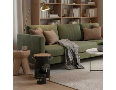Tabouret et seau à pellets avec pelle Au coin du feu (Métal laqué Arbre de vie)
