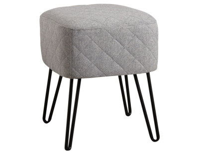 Tabouret en tissu gris Capiton