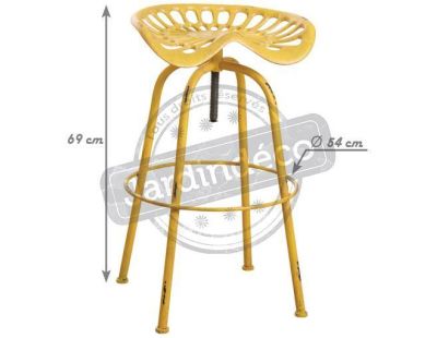 Tabouret tracteur pivotant et réglable en hauteur (Jaune antique)