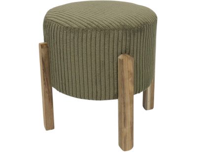 Tabouret en velours côtelé Scott (Vert - pieds en acacia)