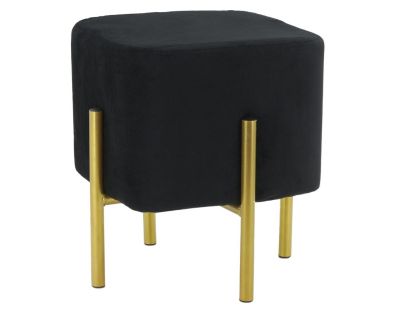 Tabouret carré pied doré Gatsby (Velours noir)