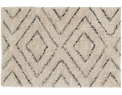 Tapis en coton naturel et noir 60 x 90 cm (Losanges)