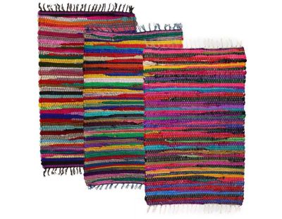 Tapis en coton et polyester rayures colorées 70 x 30 cm