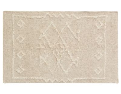 Tapis en coton tufté écru motifs ethniques (90 x 150 cm)