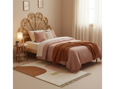 Tapis écru en coton Abstrait