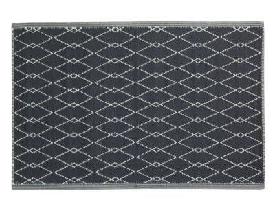 Tapis d'extérieur en polypropylène 120 x 180 cm (Losanges - Noir)