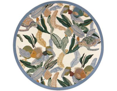 Tapis extérieur rond en polypropylène Dori 160 cm (Lagon)