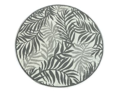 Tapis d'extérieur rond en polypropylène D150 cm (Végétal - Gris)