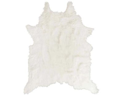 Tapis en fausse fourrure Peau de bête 120 x 2 x 158 cm (Blanc)