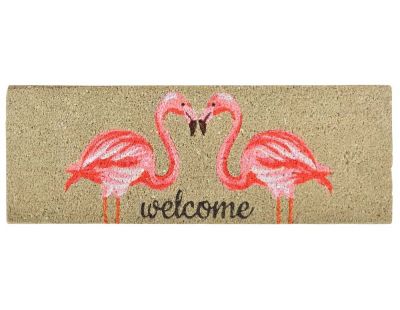 Tapis en fibres de coco motif Flamants roses